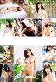 A collage of pictures of a woman in a bikini.